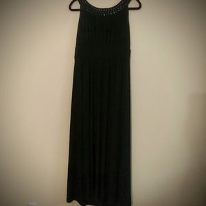 LONG EVENING / MAXI SLEEVELESS BLACK DRESS (sz: L)